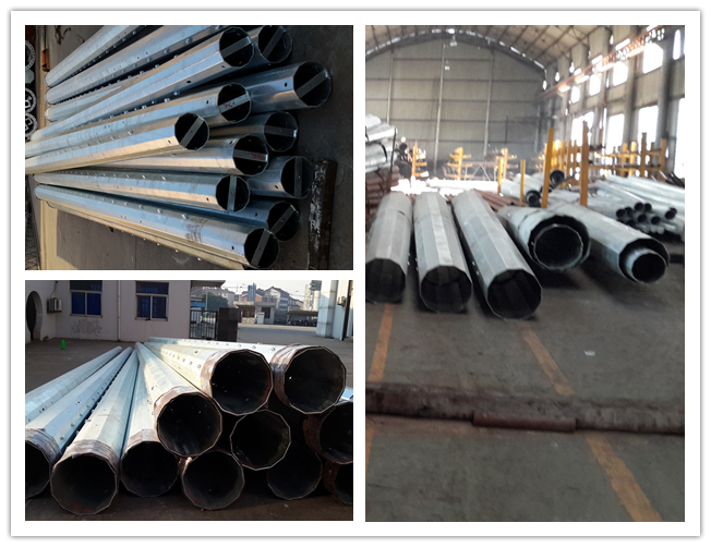 Customized height 16m 4mm Thickness 345Mpa Steel Utility Pole For African Distribution Line 0