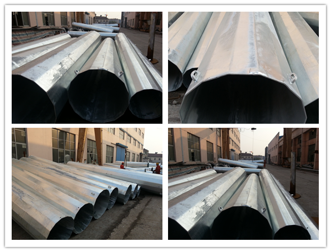 Galvanized 15m Tensile Utility  Power Poles For Power Distribution Line Project 0