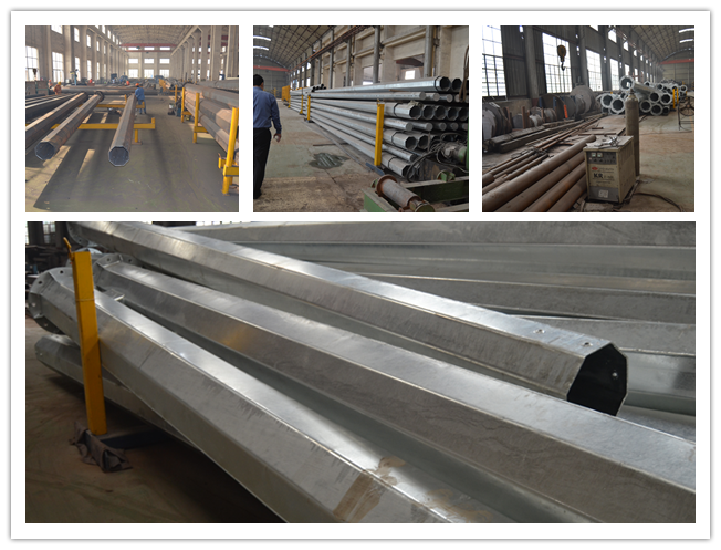 132kv 15m Octagonal Galvanized Steel Pole For Power Distribution Line 0