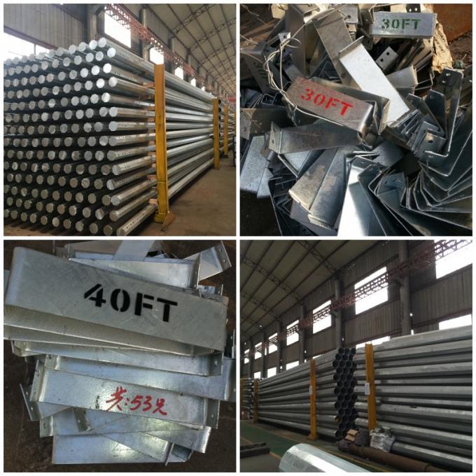 10M 130DAN 300N Hot Dip Galvanized Steel Power Transmission Poles Q235 , Q345 Material 1