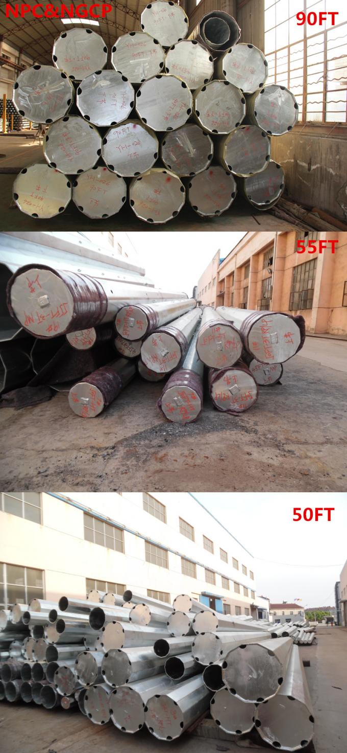 10M 12KN Africa Standard Steel Tubular Pole with Galvanizing Surface Treatment 0