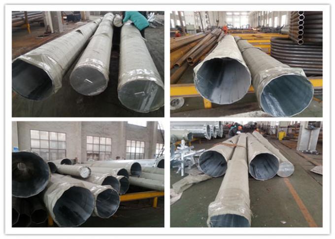 Hot Dip Galvanized Electrical Line Power Transmission Poles With Cross Arm 1