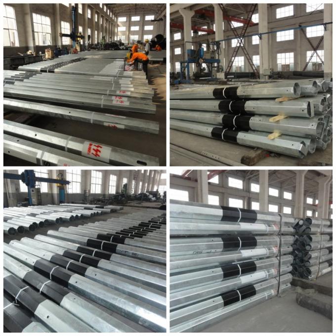 11kv Conical Electrical Hot Dip Galvanized Steel Utility Poles 2.5mm to 10mm Thickness 0