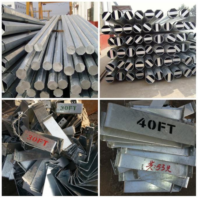 11kv Conical Electrical Hot Dip Galvanized Steel Utility Poles 2.5mm to 10mm Thickness 1