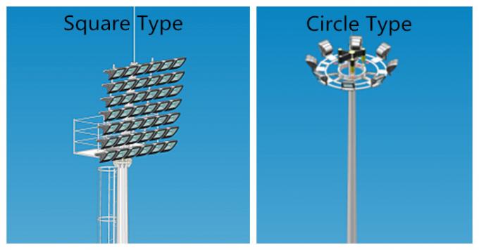 35M Galvanized High Mast Light Pole Lamp Column With Square Lamp Bracket 1