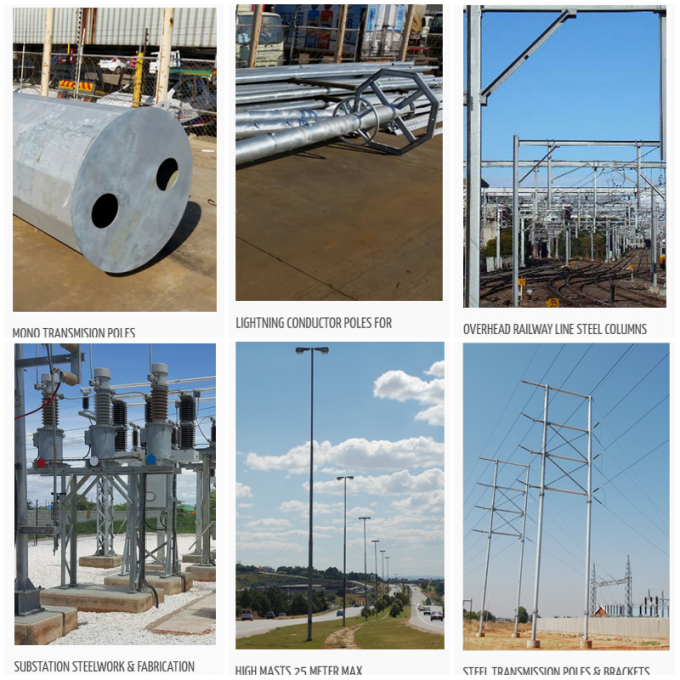 Galvanized Steel 10-500KV Electrical Power Pole For Transmission / Distribution Substation 0