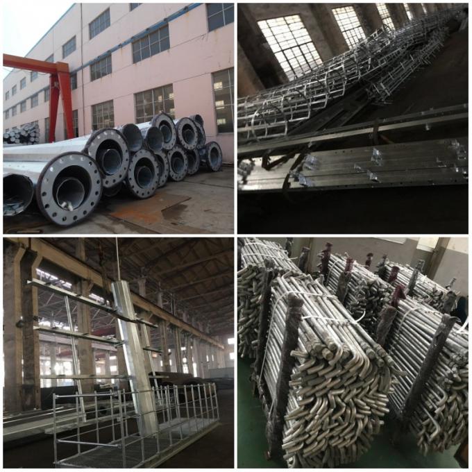 Polygonal 80ft 69kv Metal Steel Electricity Substations Steel Utility Pole With Mast Galvanized Structure 0