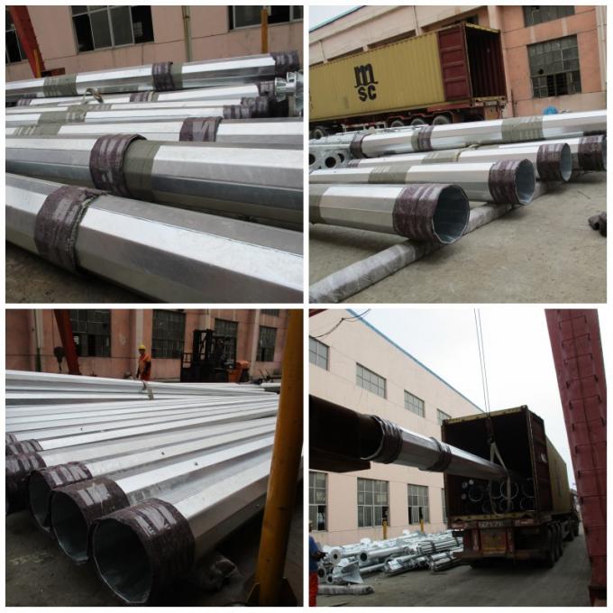ASTM A36gr50 Electrical Galvanized Steel Pole Transmission Line Galvanized Hex Steel Poles 1