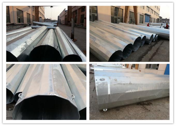 69kv Galvanized Steel Pole , Electric Power Poles With  And BV Certificate 0