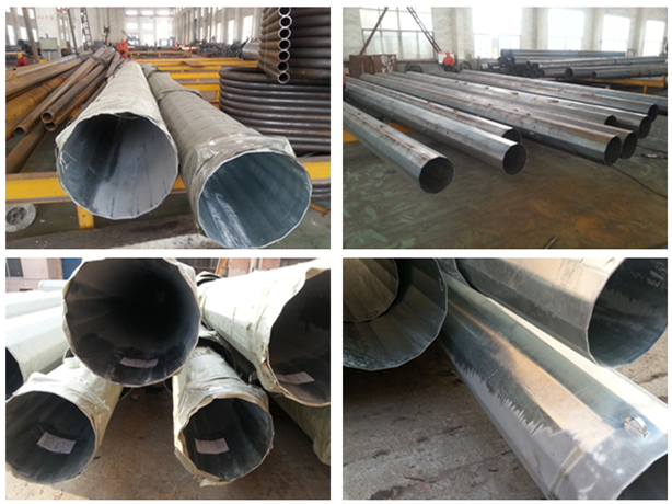 69kv Electrical Galvanised Steel Pole , Distribution Line Steel Power Pole 2