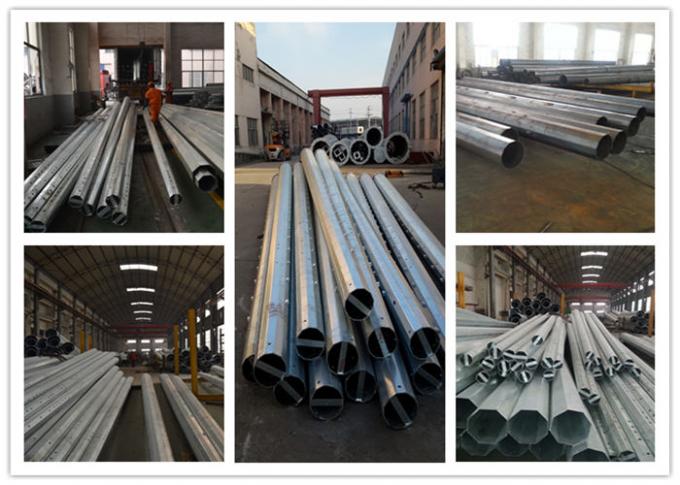 Conical Steel Power Pole For Distribution Line , Galvanization Electric Utility Poles 2