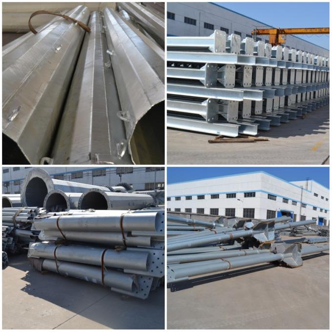 16m 20kn Galvanized Electric Steel Utility Pole With Galvanized Multifunction Ladder Top 0