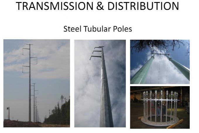 Steel Material 30 Meter Mono Pole Tower , Q345 Monopole Transmission Tower 0