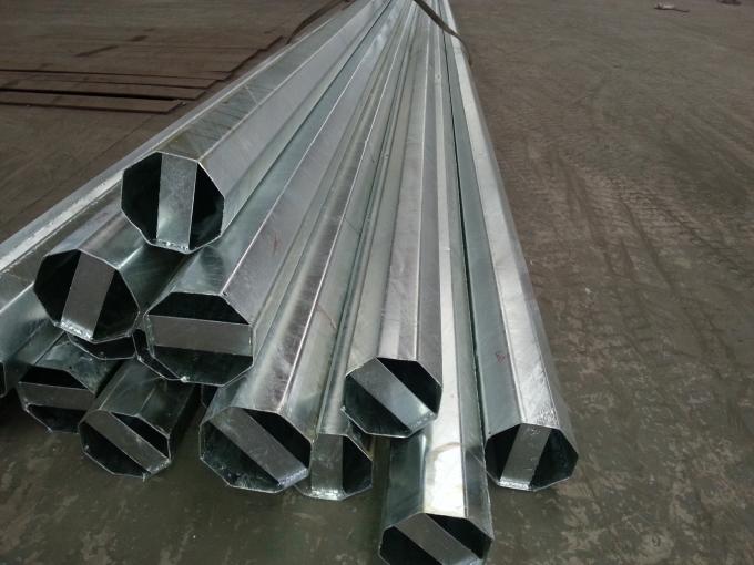 132KV Electrical Materials Octagonal Steel Power Pole , Galvanised Steel Poles 2