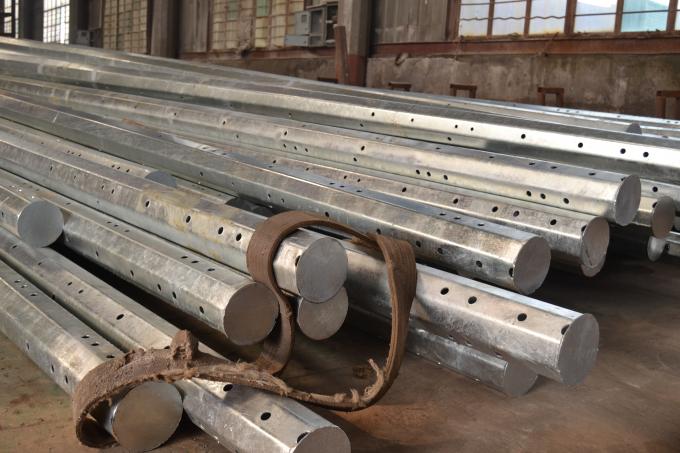 132KV Electrical Materials Octagonal Steel Power Pole , Galvanised Steel Poles 5