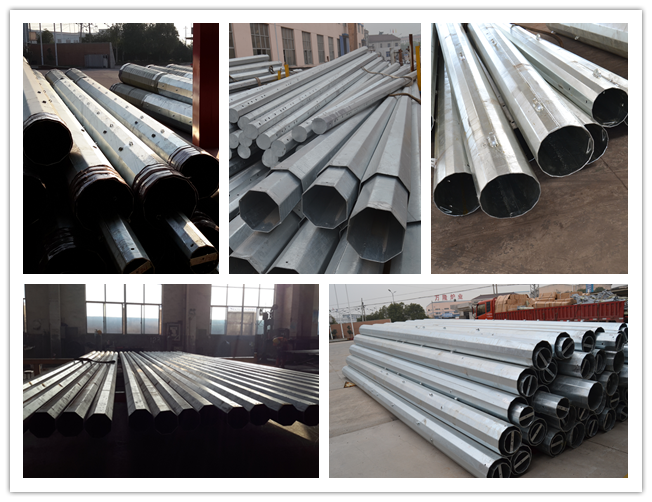 15m 1200 Dan Galvanized Steel Pole For 132kv Transmission Line ,  / BV / ISO 1
