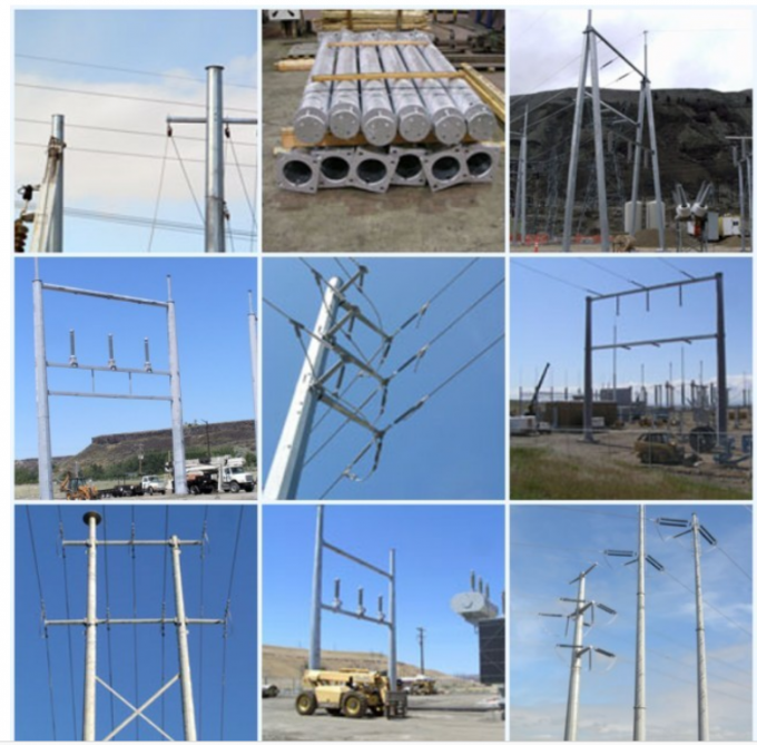Custom Electric Steel Unitity Pole , Galvanised Power Pole Q345 Q235 GR65 1