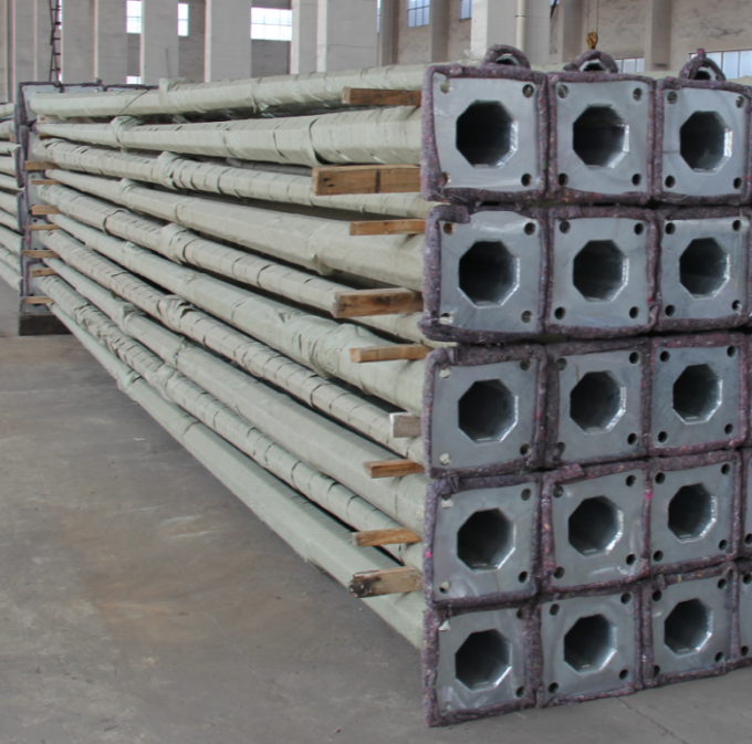 1-30mm Galvanised Electric Steel Pole For Power Transmission With Flange And Anchor Bol 2