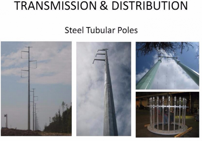Powerful Galvanized Steel Pole Electric Utility Pole With FRP 9m 7.2mm 2