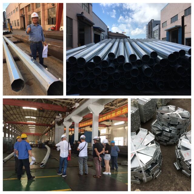 30.5m Flange Type Traditional Galvanized Steel Pole , Electric Power Transmission Poles 1