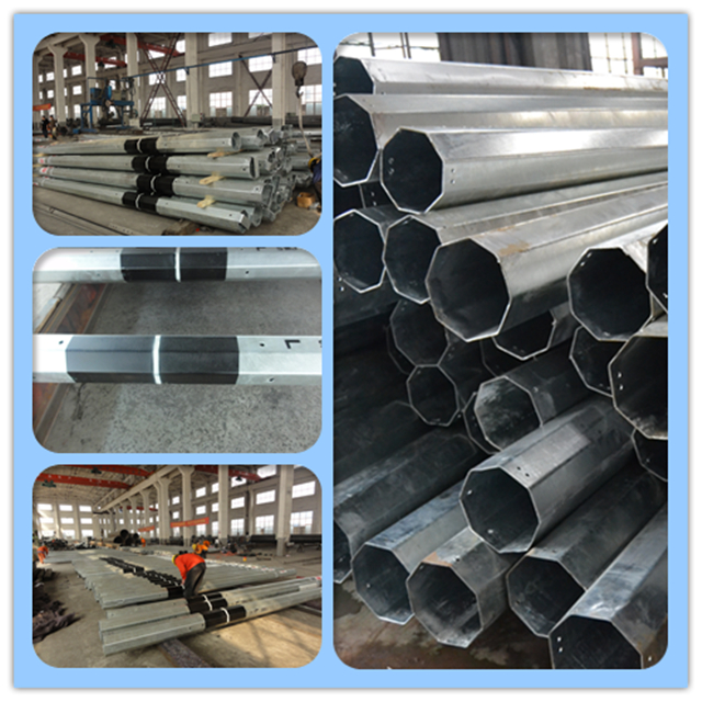 Hot Dip Galvanized Steel Pole Utility Power Electric Transmission Poles With Accessories 0