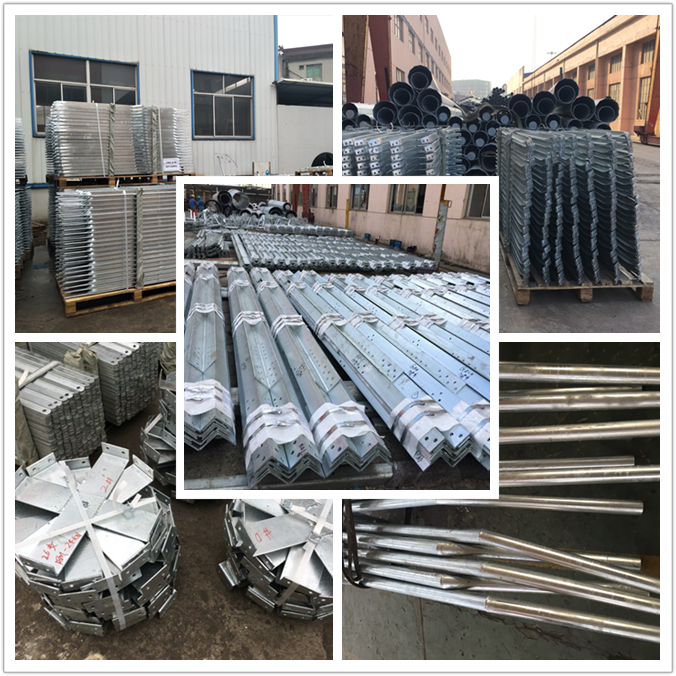 45-100FT Electric Galvanised Steel Pole 2000kg Load One Section Design 0