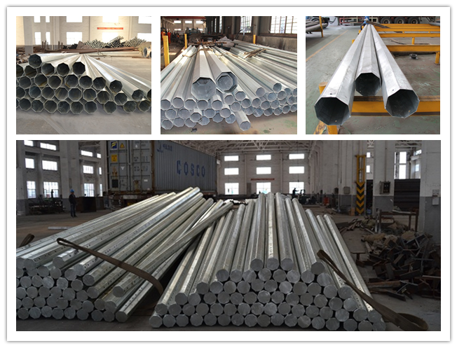 PAL PAF PAM Congo 12m Galvanized Steel Pole For Power Line Distribution Project 0