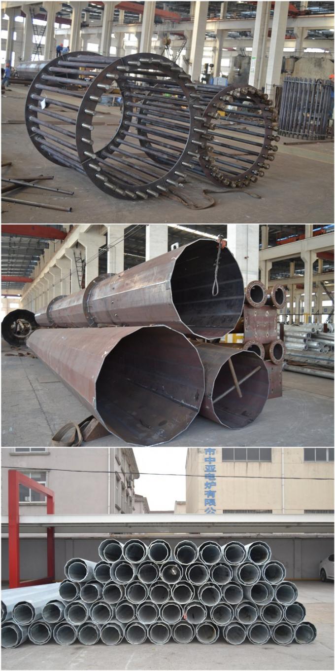 S500 Q345 Galvanized Steel Transmission Pole Conical ASTM A123 0