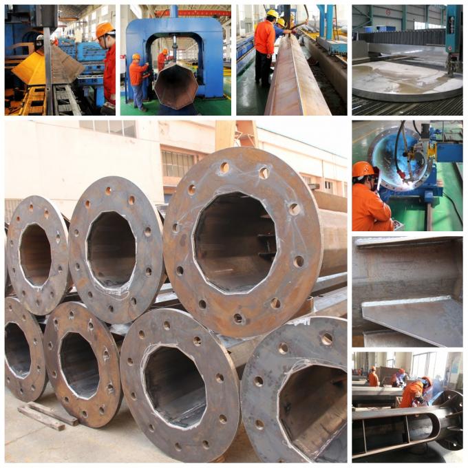 Hot Dip Electrical Galvanizing Steel Pole With Wind Pressure Resistance Up To 160Km/H 0