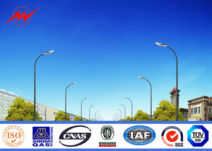  ISO Approval 5-20m Bent Street Lighting Poles In RAL Standard Color 0