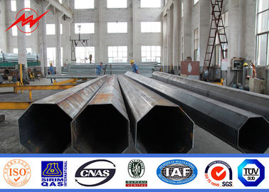 China Round 4mm Steel Plate Thickness Galvanized Steel Pole 15m Height Straight Two Sections supplier