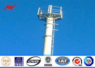 China Conical 90ft Galvanized Mono Pole Tower , Mobile Communication Tower Three Sections supplier
