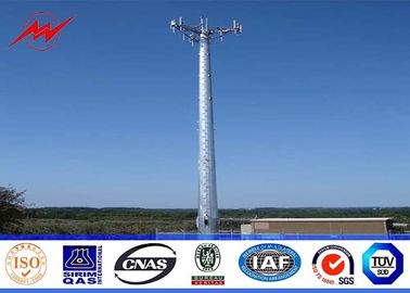 China Steel 100ft Mono Pole Mobile Cell Phone Tower / Tapered / Flanged Steel Poles supplier
