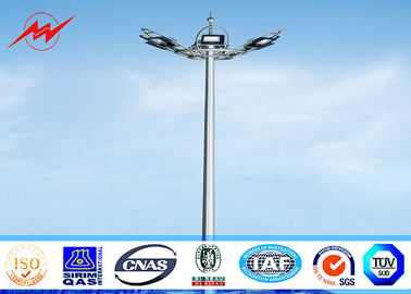 China 20 Meter Raising Lowering High Mast Pole , Steel Wire Cables Stadium Light Pole supplier