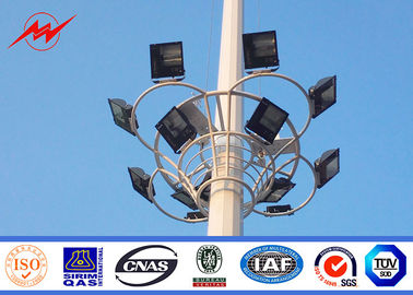 China Powder Coating Flanged 20m High Mast Poles , Plaza / Garden Lighting Pole supplier