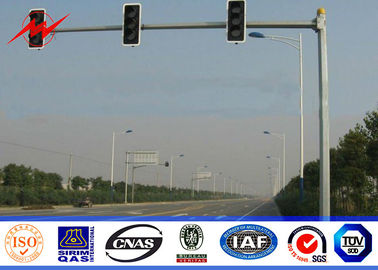 China 3m Expressway Traffic Light Pole , 1500mm Double Bracket Overpass Metal Light Poles supplier