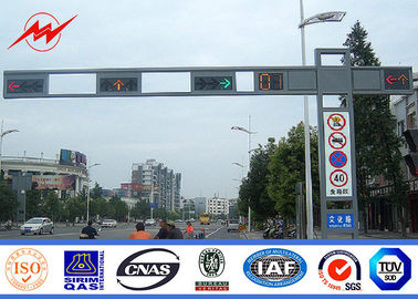 China Q235 Frame polygonal / Round Highway Road Sign Board With Single Arm supplier