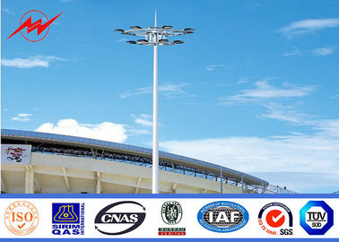 China Gr65 Steel Tubular Pole High Mast Light Pole Single Double / Triple Arm For Stadium supplier