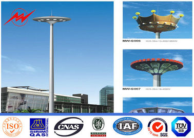China 30m 3 Sections HDG High Mast Pole With 15*2000w For Airport Lighting supplier