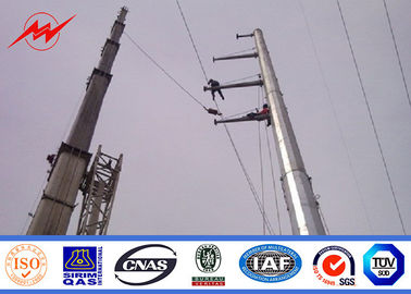 China 2 Sections Hot Dip Galvanized Electrical Power Pole With Arms Drawings 17m Height supplier