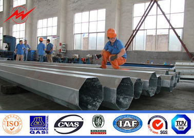 China 50FT 60FT 70FT Galvanized Steel Pole For Distribution And Transmission With Cross Arms supplier