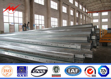 China 9m 12m 16m Galvanized Steel Pole With Bitumen And Cross Arms supplier