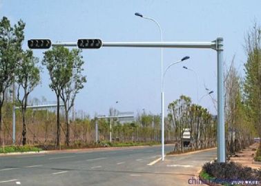 China 7m Height  Double Arm Traffic Signal Pole , Driveway Galvanised Steel Pole With Signal supplier