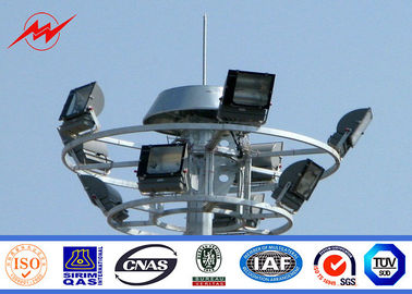 China Hexagonal / Octagonal 25m 30m High Mast Light Poles With Aotumatic Hoisting System supplier