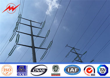 China 11 Kv Insolutors Steel Utility Poles , Hot Dip Galvanized Power Distribution Pole supplier