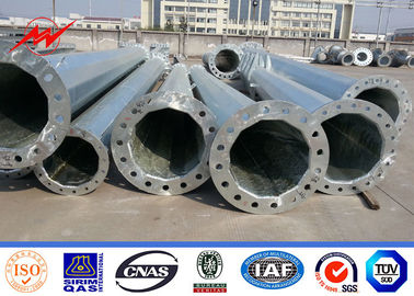 China Myanmar Q345 Flanged Electrical Power Pole With Cross Arm And Galvanization 2 Sections supplier