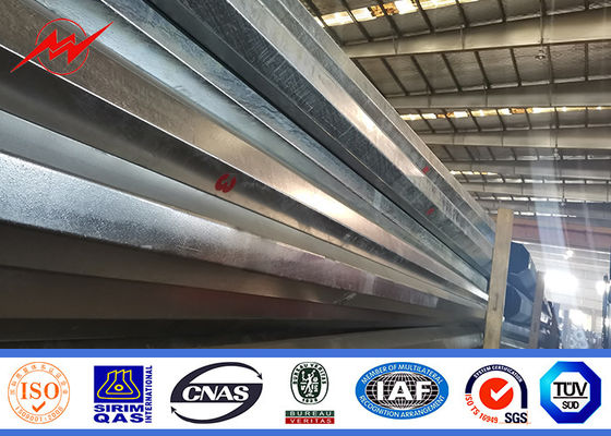 China 14m 1600 Dan Conical Hot Dip Galvanized Pole With 2.5m Length Cross Arm supplier