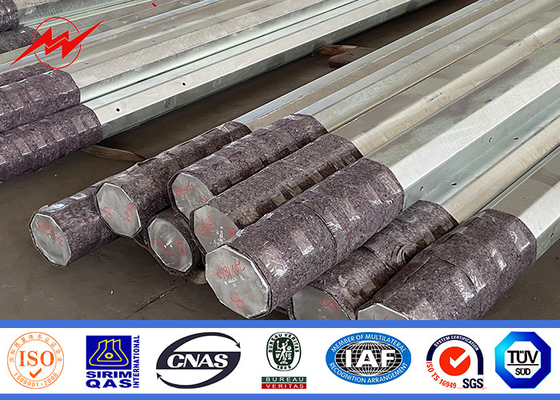 China Galvanized Distribution Steel Pole 30FT 9150mm 3.0mm Thickness supplier