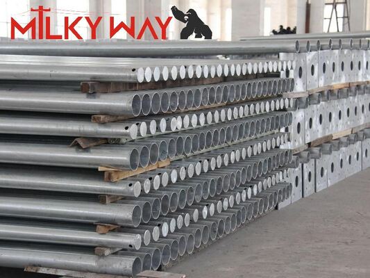 Quality  High Strength S500MC Steel Power Pole with Hot Galvanized Surface and Stainless Steel Fastened Bolts for Electricity Networks factory