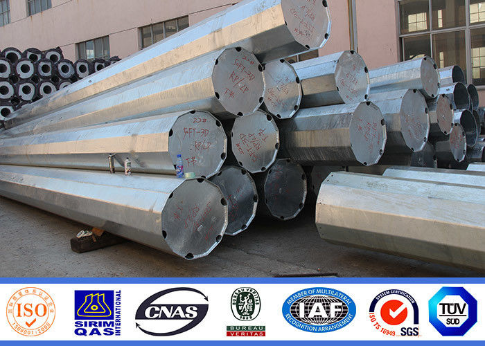 Grade 65 Steel 60 Ft Height Galvanized Electric Pole For 138kv Transmission Line